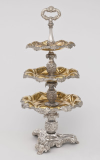Etazera, Fraget, Józef (Warsaw; silver and plated goods factory; 1824–1945), tableware elements.