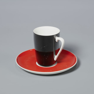 Cup and saucer from the 'Goplana' coffee set; porcelain; Cmielów SA Porcelain and Ceramic Products
