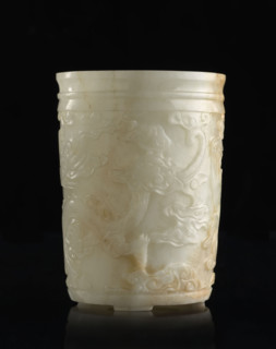 Brush vessel, Chinese, Qing (1644–1911), 19th century. Porcelain vessel (height 12.2 cm, width 9.0