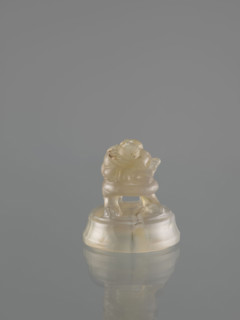 Ding-type incense burner with cover featuring lions and fo; ceremonial vessel; Chinese art; 20th