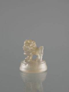 Ding-type incense burner with cover; decorated with lions and ceremonial vessel motifs; fo and