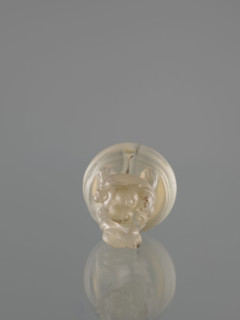 Ding-type incense burner with cover decorated with lions and ceremonial vessel motifs; fo, incense