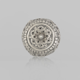 Salt cellar; Indian; 19th century; India; vessel for salt or spices; plant tendril and floral