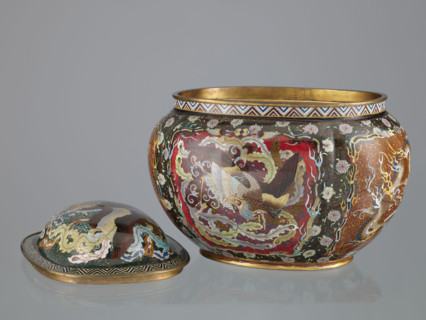 Vase with cover, Japanese, Meiji period (late 19th century, 1868–1912); cloisonné enamel; decorated