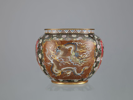 Vase with cover; Japanese; Meiji period (late 19th century, 1868–1912); cloisonné enamel; decorated
