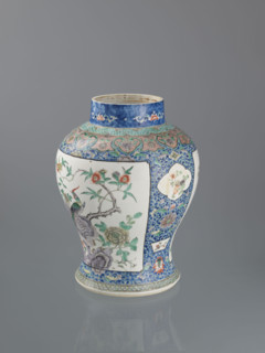 Vase, Chinese, Qing (1644–1911), early 20th century; decorative vessel depicting lotuses, peonies,
