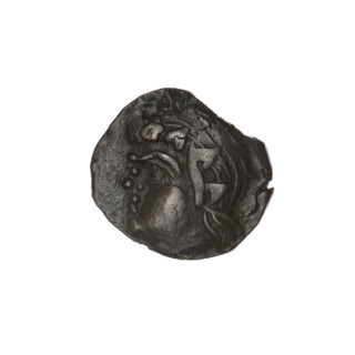 Bronze coin, Pantikapaion; obverse: head of a beardless satyr in ivy wreath facing left; reverse: