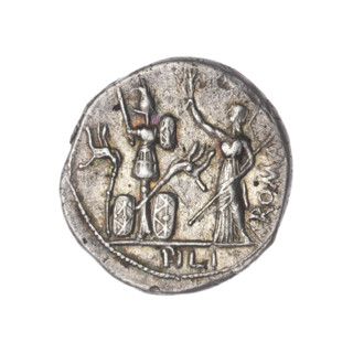 Denarius, M. Furius Philus (publisher), 119 BC. Obverse: head of Janus laureate; inscription M