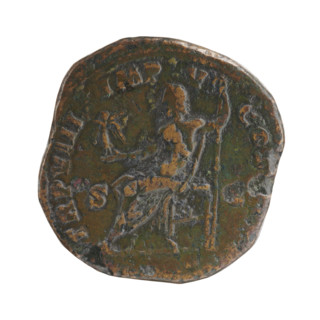 Sestertius of Commodus (reigned 177–192). Obverse: Head of Commodus with a laurel wreath to the