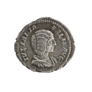 Denarius of Caracalla (188–217; Roman emperor 198–217) featuring Julia Domna (ca. 160–217; Roman