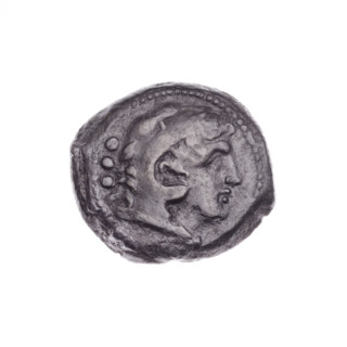 Quarter; obverse: head of Hercules facing right with value mark 'ooo' behind; reverse: ship's prow