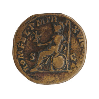 Sestertius, Commodus (161–192; Roman emperor 177–192). Obverse: Head of Commodus in a laurel wreath
