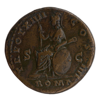 Sestertius, Antoninus Pius (86–161; Roman emperor 138–161), bust of the emperor in a laurel wreath