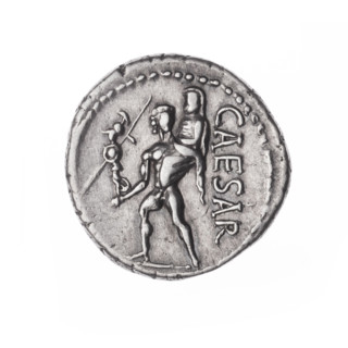 Denarius, Julius Caesar (100–44 BC; Roman dictator 49–44 BC), publisher. Obverse: Head of Venus