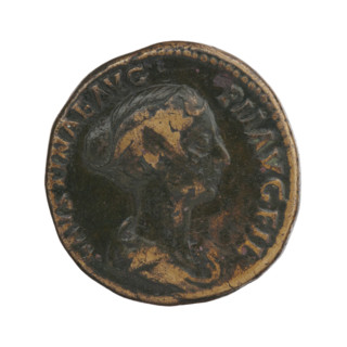 sestertius depicting Faustina the Younger (ca. 130–176; Roman empress 161–176; Augusta 147–161).