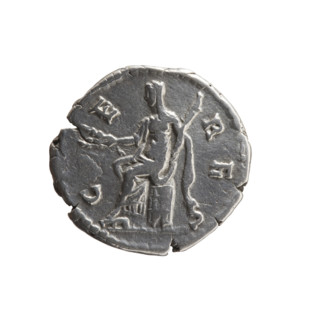 Denarius of Faustina the Younger (ca. 130–176), issuer Marcus Aurelius (121–180). Obverse: Bust of