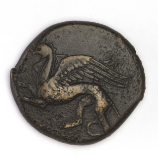 bronze coin, Chersonesos, griffins, Kneeling Artemis, Artemis (mythology), Black Sea, Artemis with
