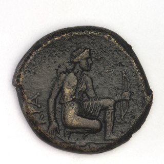 bronze coin, Chersonesos, griffins, Kneeling Artemis, Artemis (mythology), Black Sea, Artemis with
