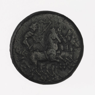 bronze coin, Chersonesos, Artemis on a quadriga (iconographic), warriors, kneeling warrior