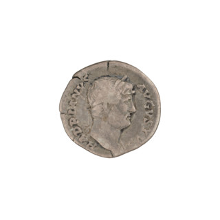Denarius of Hadrian (reign 117–138). Obverse: head of Hadrian in laurel wreath facing right; rim