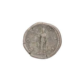 Denarius of Hadrian (76–138; Roman emperor 117–138). Obverse: head of Hadrian in laurel wreath