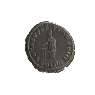 Denarius of Antoninus Pius (86–161; Roman emperor 138–161). Obverse: Head of the emperor with a