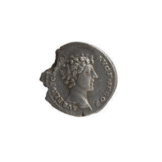 Denarius, ca. 140–144, Rome. Obverse: head of young Marcus Aurelius without a cap to the right;