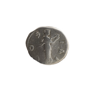 Denarius of Marcus Aurelius (121–180; Roman emperor 161–180). Obverse: Head of Marcus Aurelius in