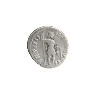 Denarius of Lucius Verus (130–169; Roman emperor 161–169). Obverse: Bust of Lucius Verus naked and