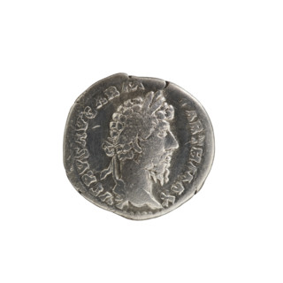 Denarius of Lucius Verus (130–169; Roman emperor 161–169), obverse: head of Lucius Verus in laurel