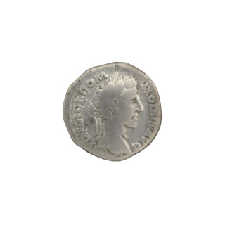 Denarius of Commodus (reign 177–192). Obverse: Head of Commodus in a laurel wreath to the right,