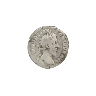 Denarius of Commodus (reigned 177–192). Obverse: Head of Commodus in a laurel wreath facing right,