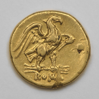 60 aces coin; obverse: head of Mars in a Corinthian helmet facing right; below the value sign an