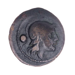 ounce, publisher, ship's prow (iconographic), Roma (mythological), message, helmets, head of Roma