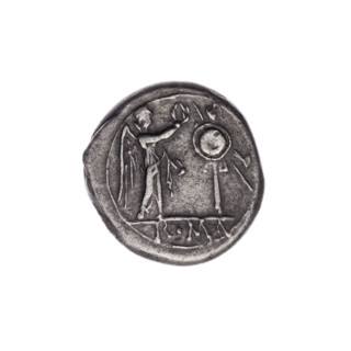 Jupiter (mythology), head of Jupiter, laurel wreath (attribute), Victoria (personification),