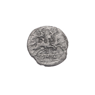 sestertius; Dioscuri on horses; Roma (mythology); Dioscuri (mythology); obv. Head of Roma in a