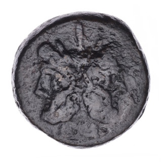 As, publisher; head of Janus (iconographic); ship's prow (iconographic); Janus (mythological);