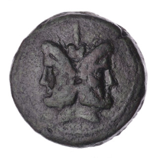 Obv. Head of Janus in laurel wreath; above value mark I. Continuous border. Rev. Ship's prow right;