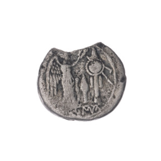 Jupiter (mythology), Victoria (personification), head of Jupiter, trophies, spearheads, crowning