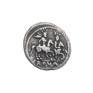 Quinary (coin), quinary denomination; obverse: head of Roma right, helmeted, behind her value mark