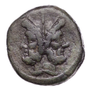 Obverse: Head of Janus in laurel wreath; above value mark I. Continuous border. Reverse: Ship's