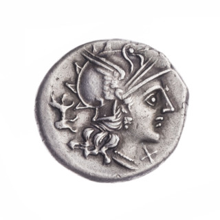 denarius, Dioscuri on horses, origin, horses, Roma (mythology), Dioscuri (mythology), dogs, head of