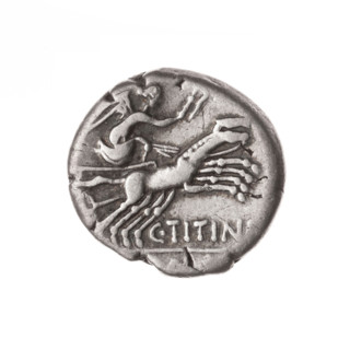 denarius, Titinius, C. (fl. 141 BC), publisher, Wiktoria on a biga, origin, Wiktoria
