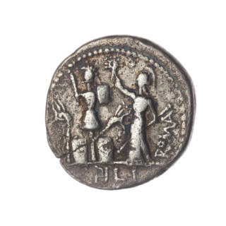 Denarius, M. Furius Philus (publisher), 119 BC. Obverse: Head of Janus in a laurel wreath;