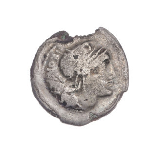 Denarius subaeratus, Aurelius Scaurus, M. (fl. 118 BC), publisher; Licinius Crassus, L. (fl. 118