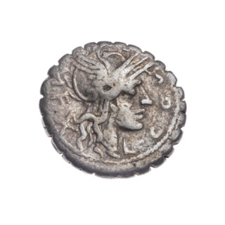 denarius serratus, Cosconius, L. (fl. 118 BC), publisher, Licinius Crassus, L. (fl. 118 BC),