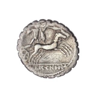 denarius serratus, Cosconius, L. (fl. 118 BC), publisher, Licinius Crassus, L. (fl. 118 BC),