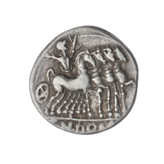 Denarius; issuer: Cn. Domitius Ahenobarbus (fl. 118–96 BC), publisher (politician, consul).