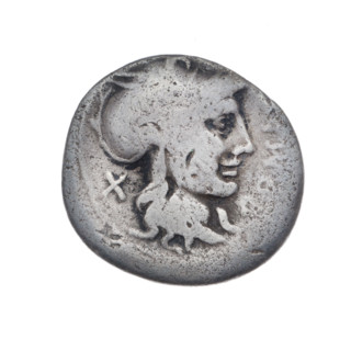 Denarius; issuer: Cn. Domitius Ahenobarbus (fl. 118–96 BC), publisher (politician, consul).