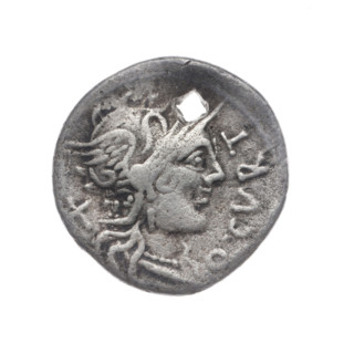 denarius; Curtius, Q. (fl. 116–115 BC), publisher; Silanus, M. (fl. 116–115 BC), publisher. Obv: